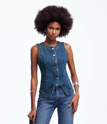 Denim crewneck vest