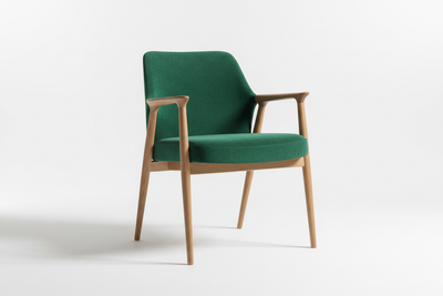 Green chair scandinavian style with green velour