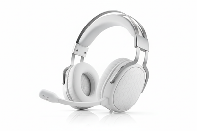 White gaming headset with microphone