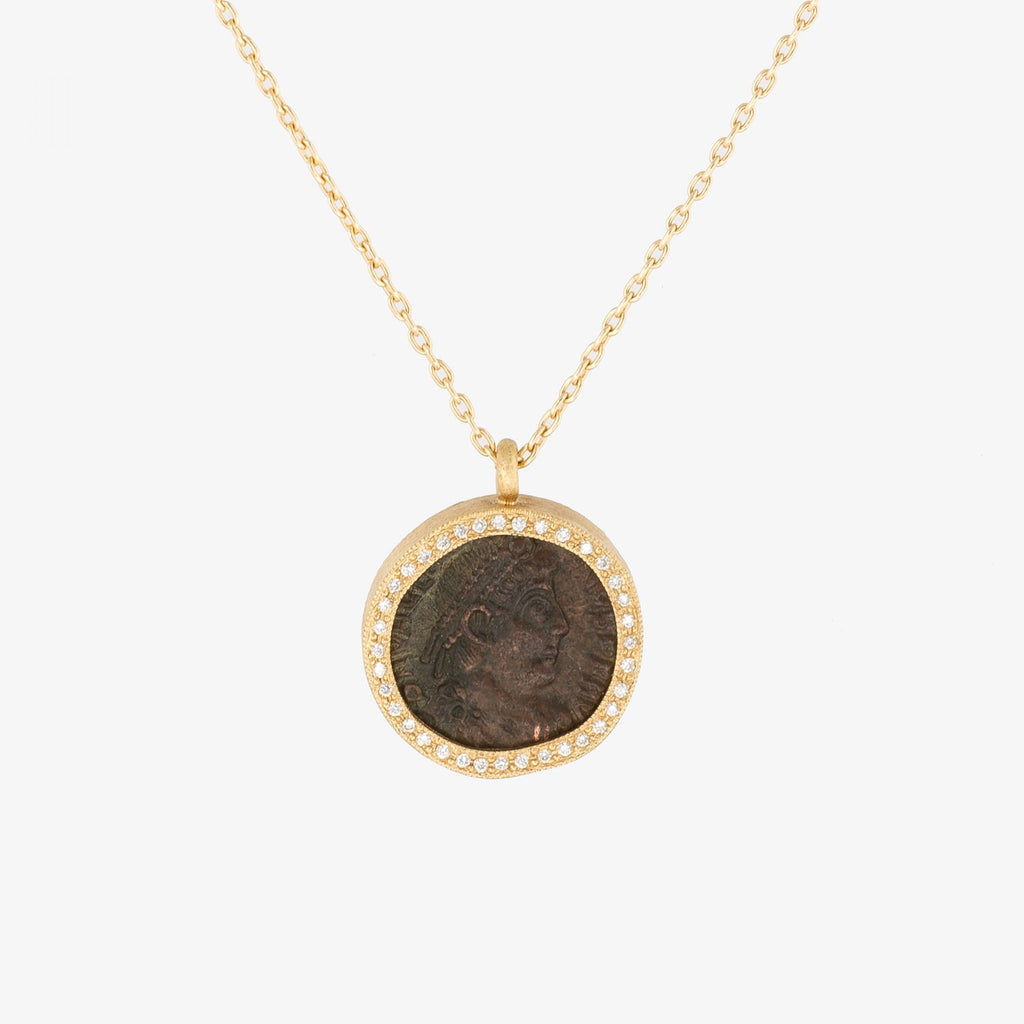 Diamonds Roman Coin necklace